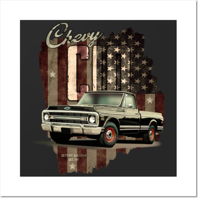 C10 USA Chevy Wall Art by hardtbonez